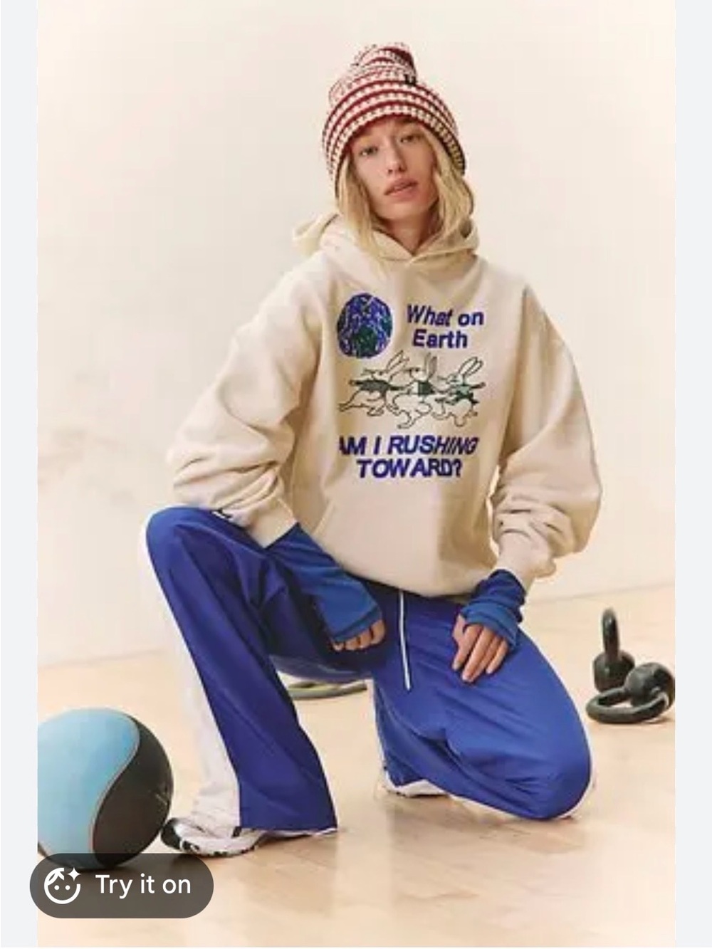 Free People Okay To Rest Creme Hoodie Oversized Small, NWT
